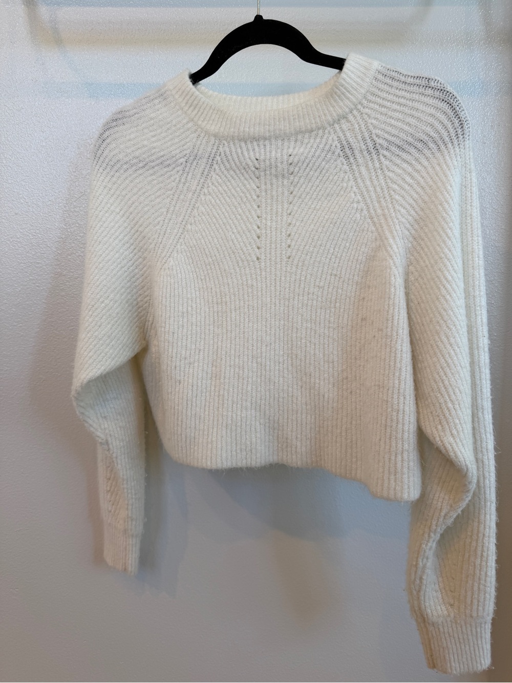 Topshop Cream Ribbed Crewneck Sweater